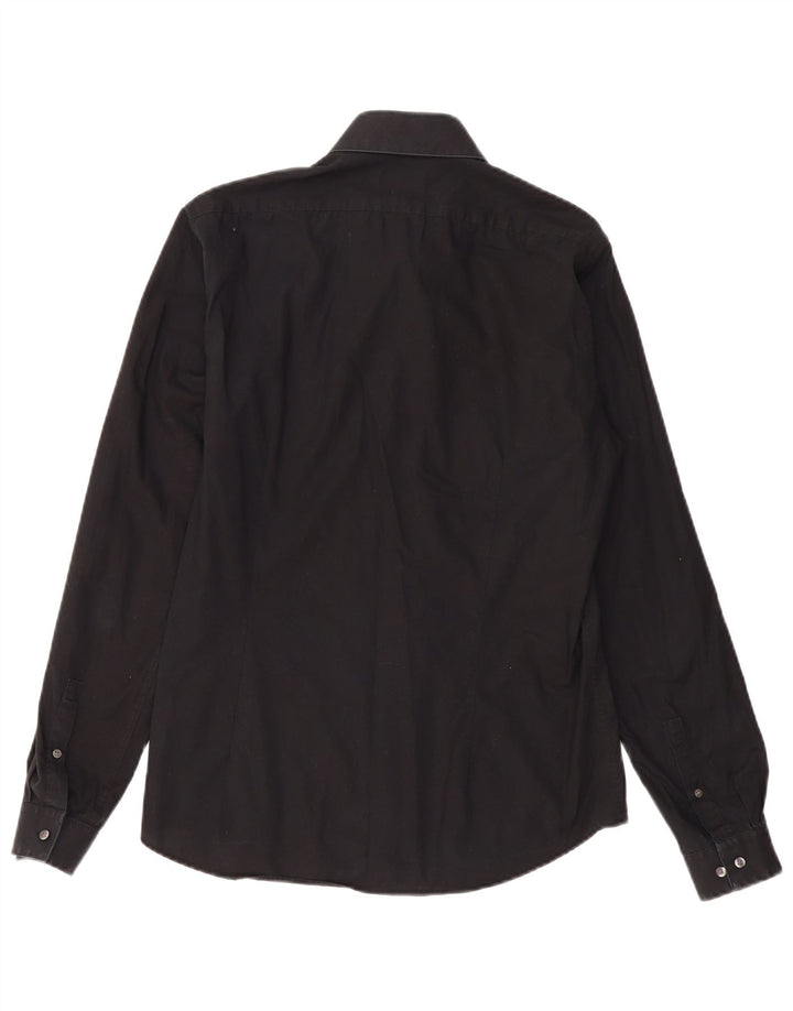 CALVIN KLEIN Mens Extra Slim Fit Shirt Size 40 15 3/4 Medium Black Cotton Vintage Calvin Klein and Second-Hand Calvin Klein from Messina Hembry 