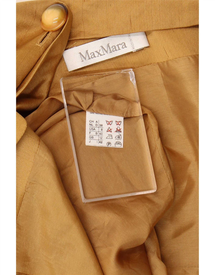 Max Mara Blusa de manga corta para mujer UK 42 Seda marrón medio