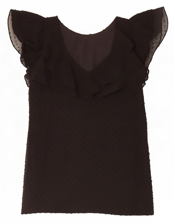 Zara Vestido Básico Mujer UK 40 Pequeño Poliéster Moteado Negro