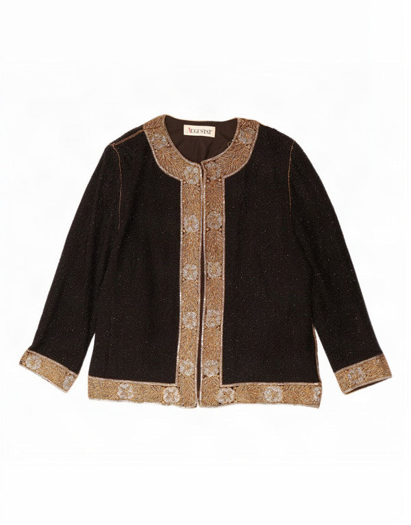 Chaqueta tipo blazer abierta para mujer Augustat IT 42 Medium Black Colourblock Silk