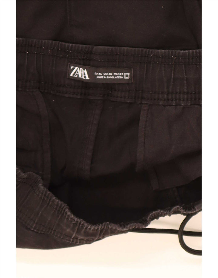 Zara Hombre Shorts Chinos XL W34 Algodón Negro