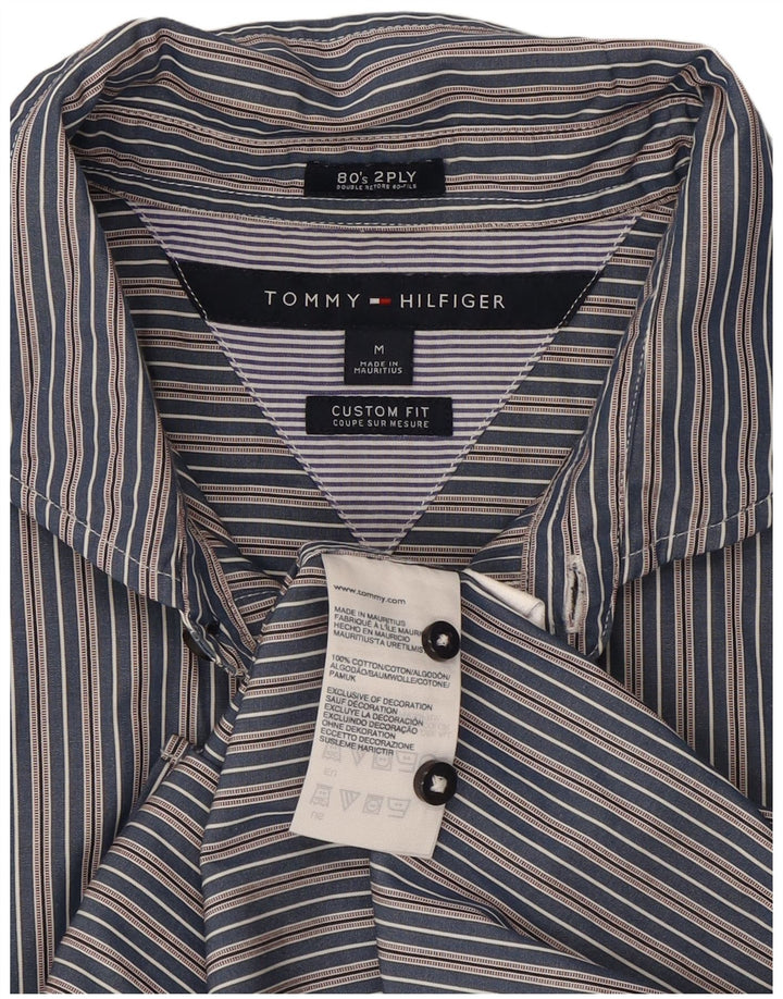 Camisa Tommy Hilfiger de corte personalizado para hombre de algodón a rayas azul marino mediano