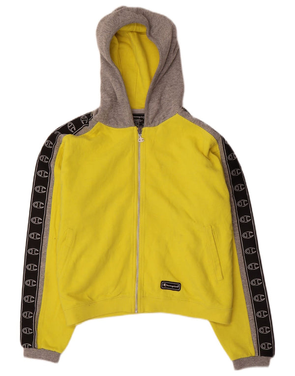 Champion Sudadera con capucha y cremallera gráfica para mujer UK 46 Large Yellow Colourblock