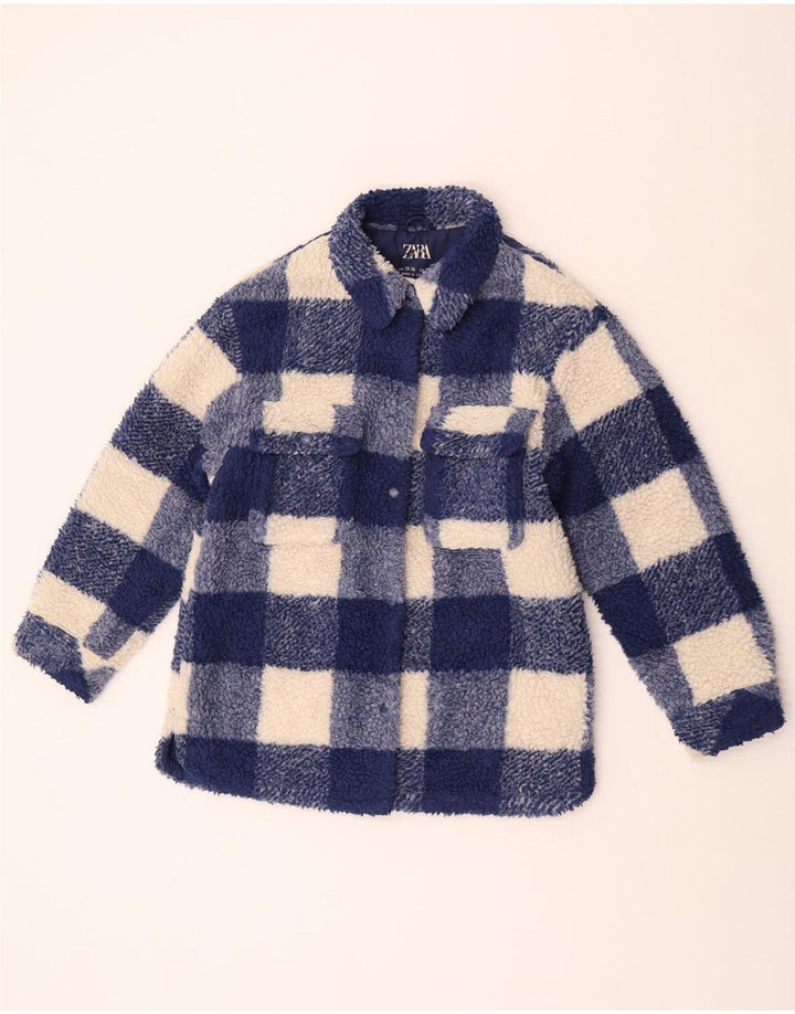 Zara Forro Polar Niña 13-14 Años Azul Vichy Poliéster