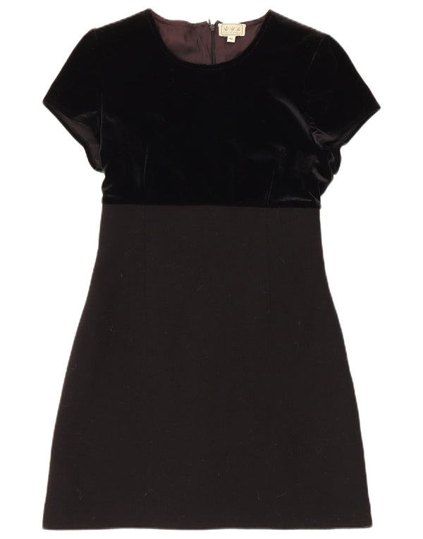 Vestido vintage de tubo de terciopelo para mujer IT 40 Pequeña lana negra