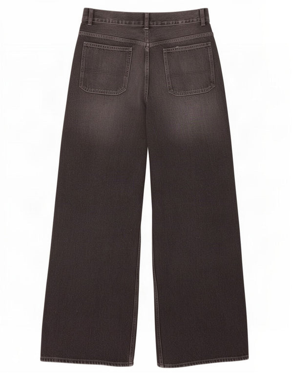 Zara Vaqueros de pierna ancha y cintura alta para mujer EU 44 XL W34 L35 Algodón gris