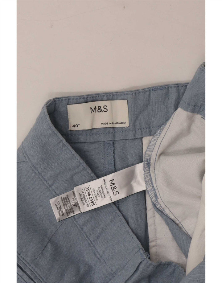 Marks & Spencer Pantalones cortos chinos para hombre W40 XL Lino azul