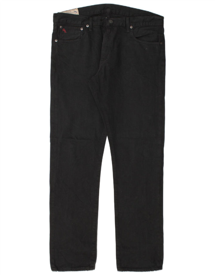 POLO RALPH LAUREN Pantalones casuales rectos para hombre W34 L32 Algodón negro
