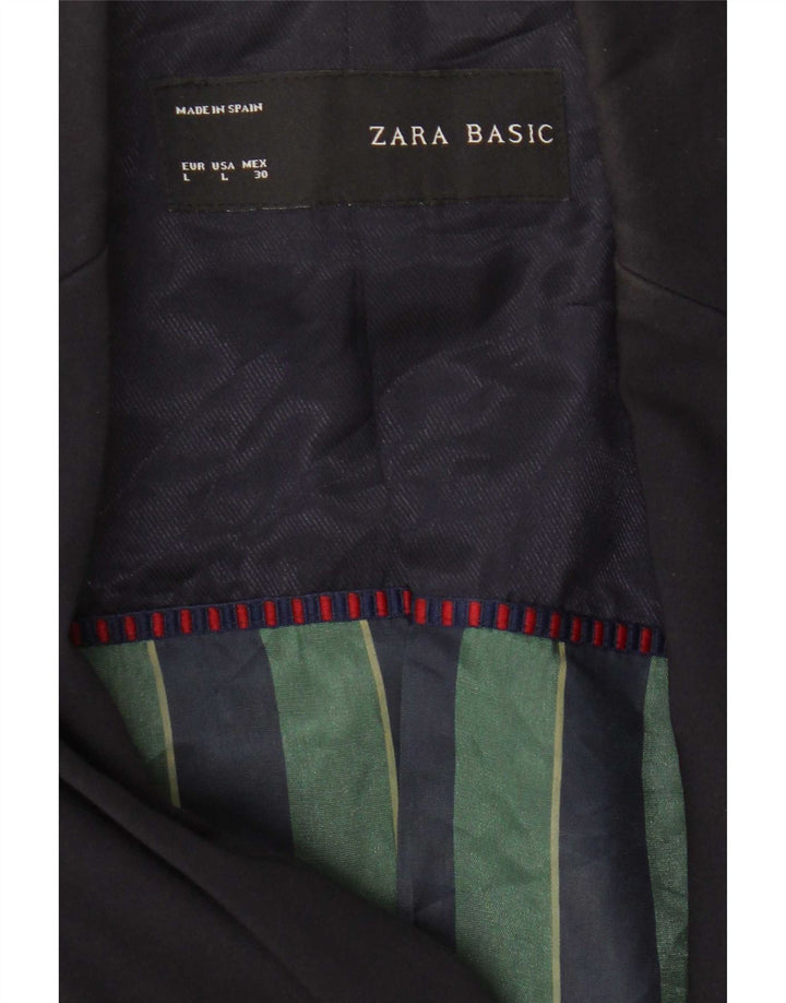Zara Chaqueta Blazer De 1 Botón Para Mujer UK 44 Grande Poliéster Azul Marino
