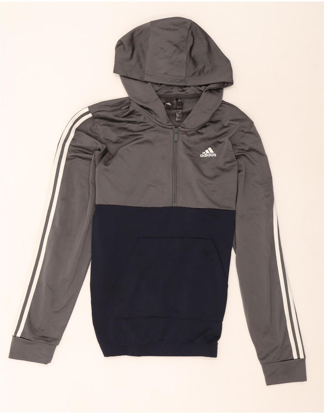 Adidas Hombre Sudadera Con Capucha Jersey Pequeño Gris Colorblock Poliéster
