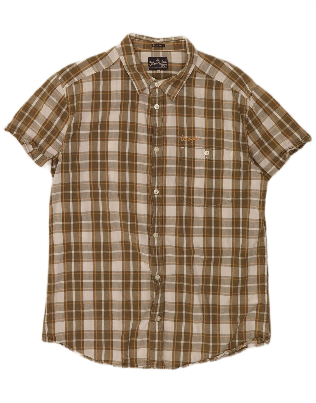 Wrangler Camisa Regular Fit De Manga Corta Para Hombre Algodón A Cuadros Marrón Grande
