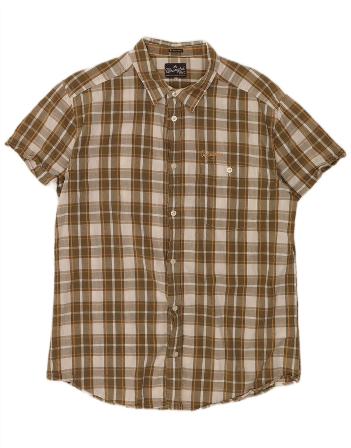 Wrangler Camisa Regular Fit De Manga Corta Para Hombre Algodón A Cuadros Marrón Grande