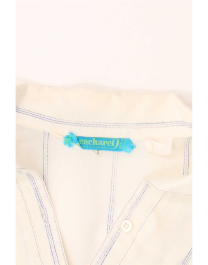 Cacharel Camisa tipo pulóver de manga corta para mujer Reino Unido 40 Mediana Rayas blancas