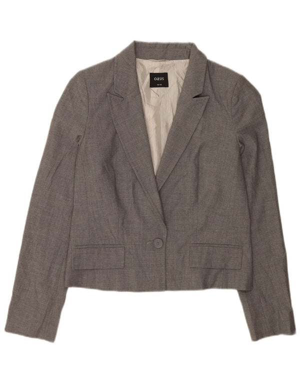Oasis Chaqueta tipo blazer con 1 botón para mujer UK 40 Small Gris Poliéster