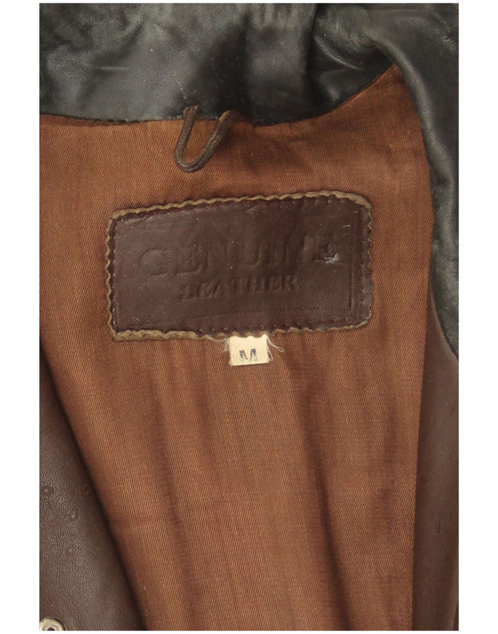 Vintage chaqueta de cuero para hombre Reino Unido 38 cuero marrón medio