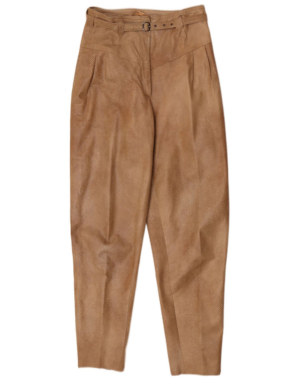 Vintage mujer pantalones de cintura alta EU 36 Pequeño W26 L36 Beige Animal Print