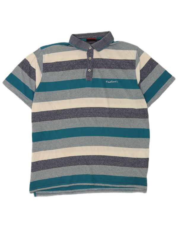 Pierre Cardin Polo de corte regular para hombre, talla 3XL, algodón a rayas multicolor