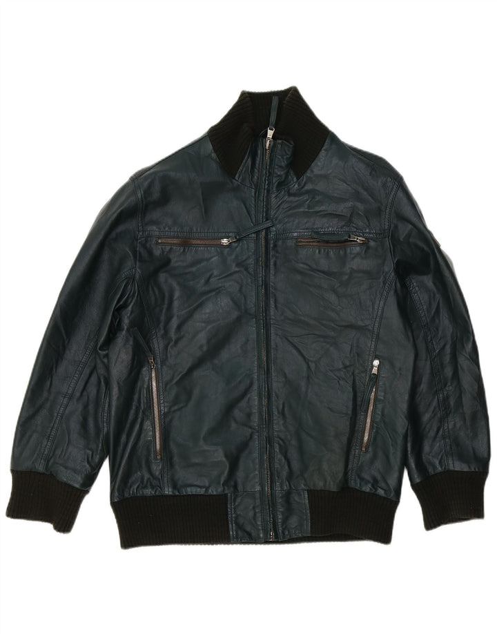 Williams Wilson Chaqueta de cuero para hombre Reino Unido 40 Cuero verde grande