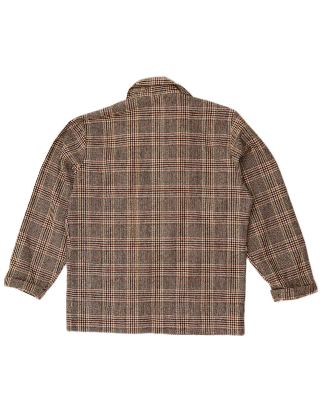 Vintage mujer camisa con cremallera completa Reino Unido 16 cheque gris grande