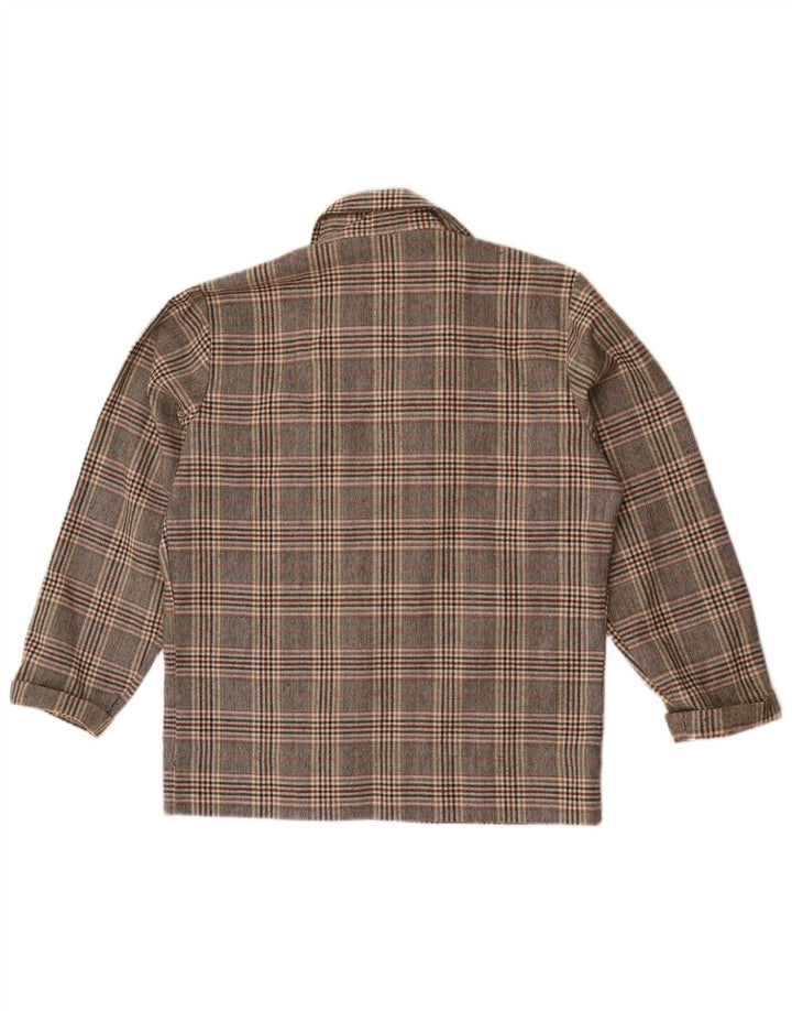Vintage mujer camisa con cremallera completa Reino Unido 16 cheque gris grande