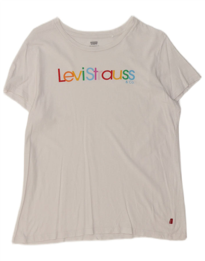 LEVI'S Camiseta gráfica para mujer Top UK 44 Medium White