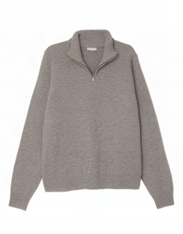 Marks & Spencer Jersey con cuello y cremallera para hombre de lana gris medio