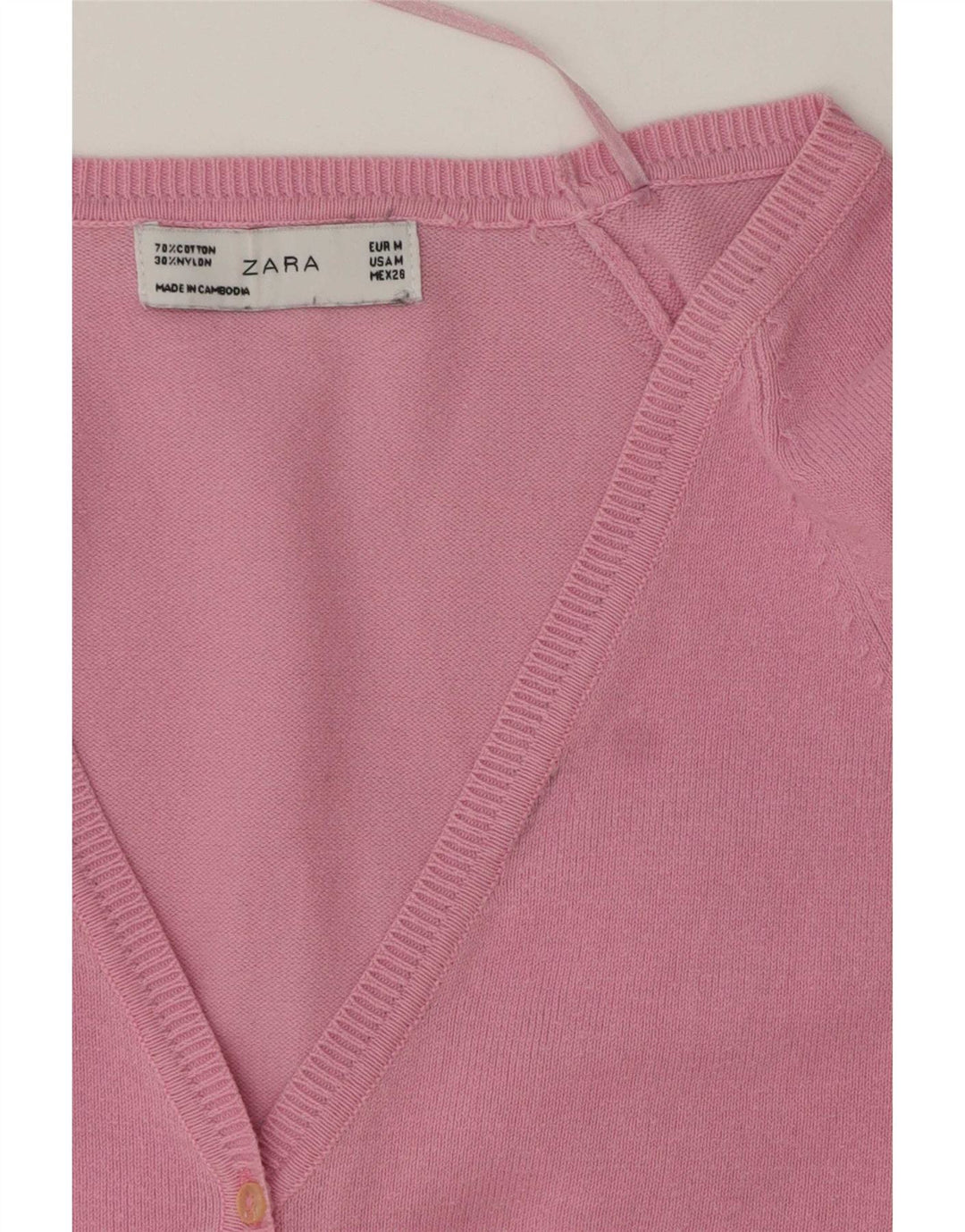 Zara Mujer Cárdigan Suéter UK 12 Algodón Rosa Medio