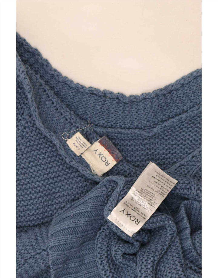 Roxy - Jersey corto con cuello en V para mujer, talla grande, algodón azul