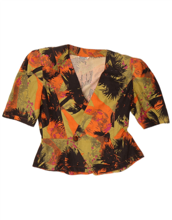 VINTAGE Mujer Patrón Abstracto Camisa Blusa Reino Unido 14 Medio Multicolor