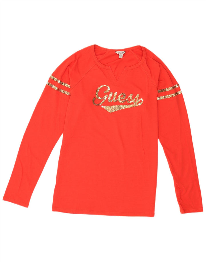 Guess Top gráfico para mujer manga larga UK 42 Algodón rojo mediano