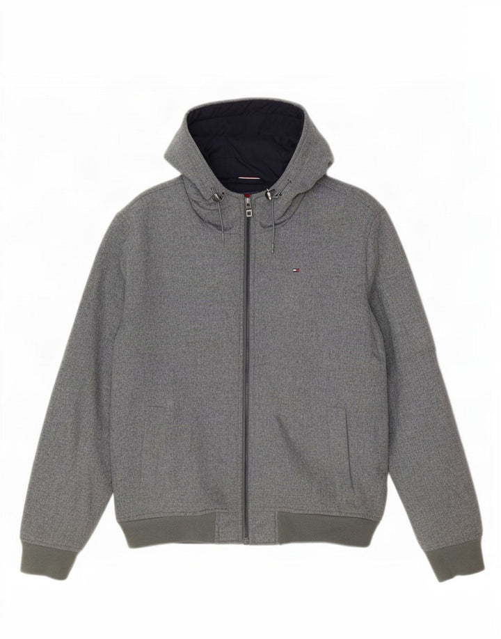Tommy Hilfiger Suéter con capucha y cremallera para hombre Poliéster gris medio