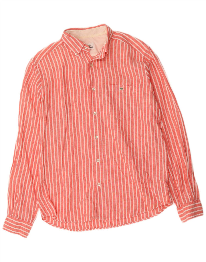 Camisa Lacoste Hombre Talla 41 Lino Rayas Rojas Medianas