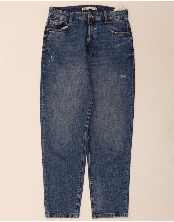 Zara Jeans desgastados de cintura alta para mujer EU 40 Medium W30 L28 Algodón azul