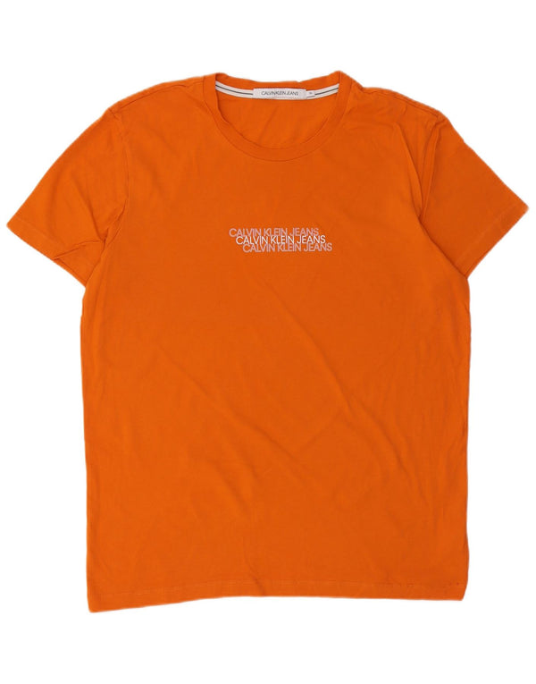 Calvin Klein Jeans Camiseta gráfica para hombre Top XL Algodón naranja