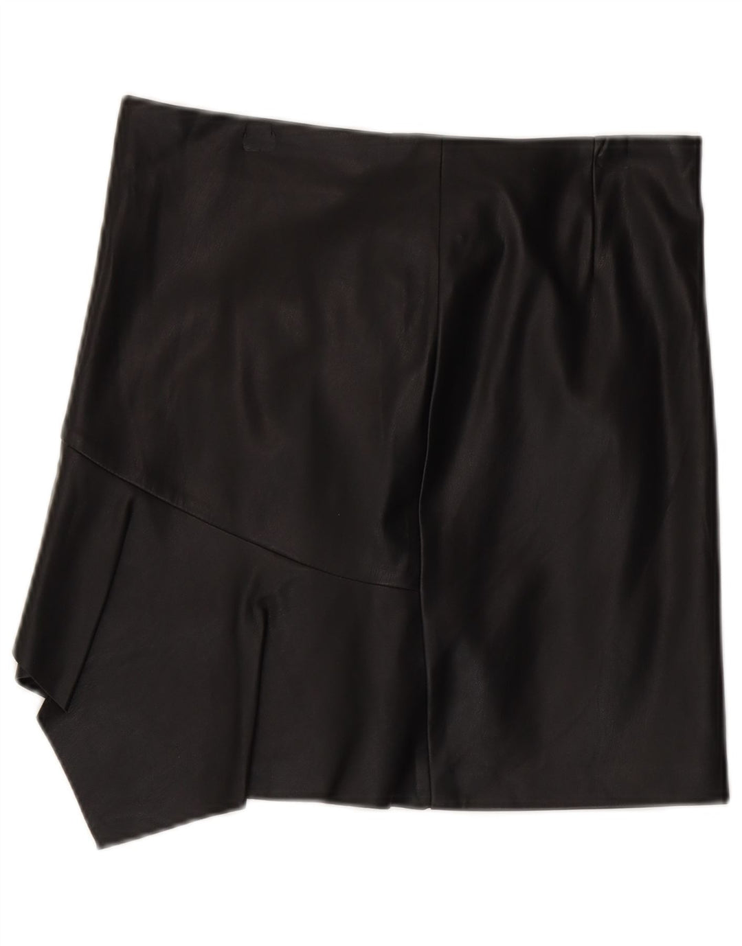 Sisley Falda de cuero asimétrica para mujer UK 12 Medium W30 Poliéster negro