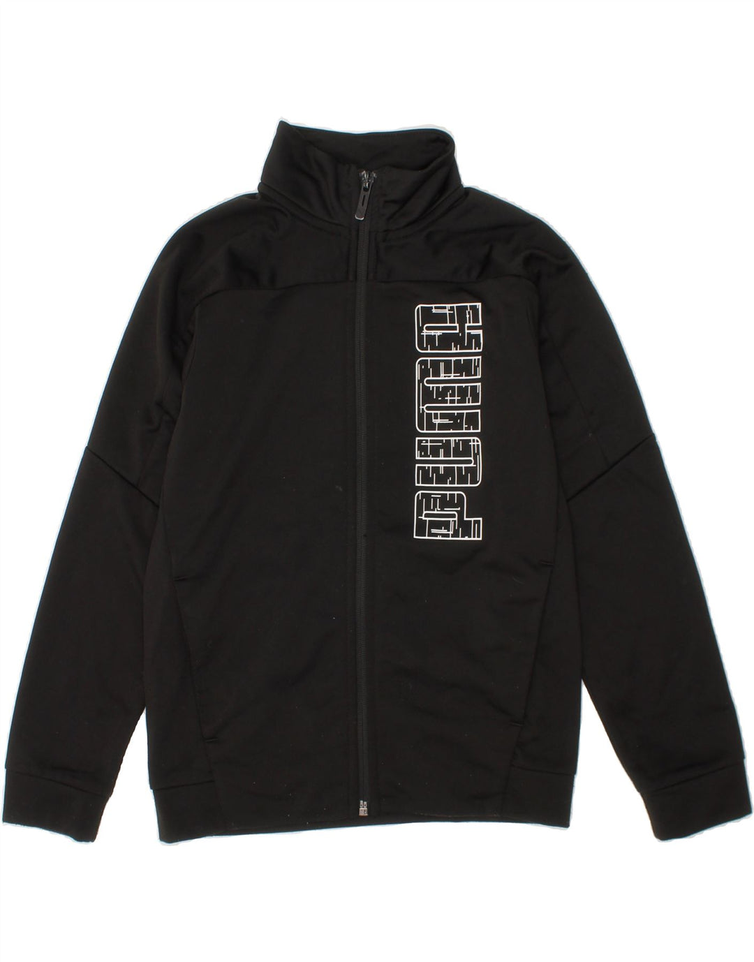 PUMA Boys Graphic Tracksuit Top Jacket 7-8 Years Black Polyester Vintage Puma and Second-Hand Puma from Messina Hembry 