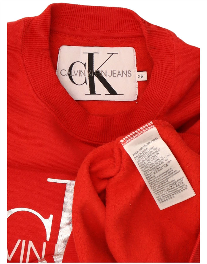 CALVIN KLEIN JEANS Sudadera corta extragrande para mujer UK 6 XS Rojo