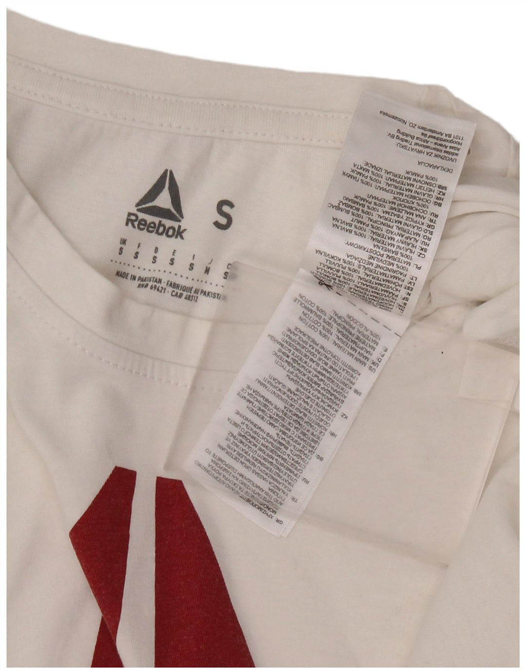 REEBOK Camiseta gráfica para hombre Top Small White Cotton