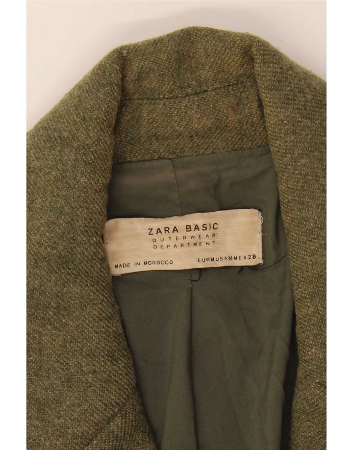 Zara Mujer Chaqueta Blazer De Doble Botonadura UK 42 Poliéster Caqui Mediano