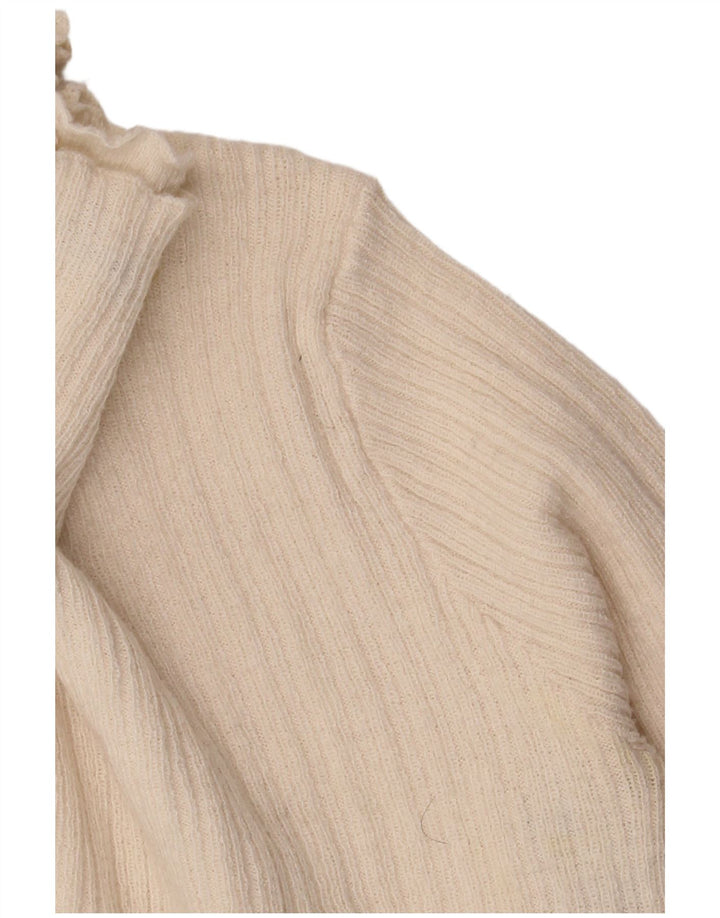 Zara Mujer Crop Turtle Neck Jumper Sweater UK 8 Small Off White Poliéster