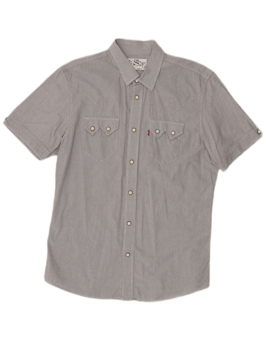 Camisa Levi's Hombre De Manga Corta De Algodón A Rayas Gris Medio