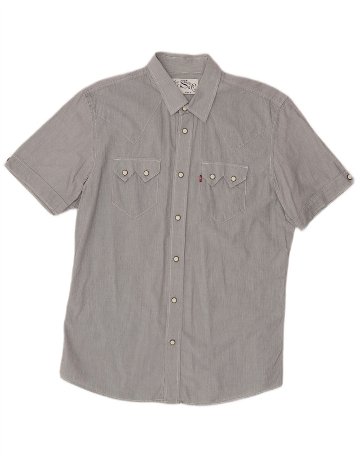 Camisa Levi's Hombre De Manga Corta De Algodón A Rayas Gris Medio