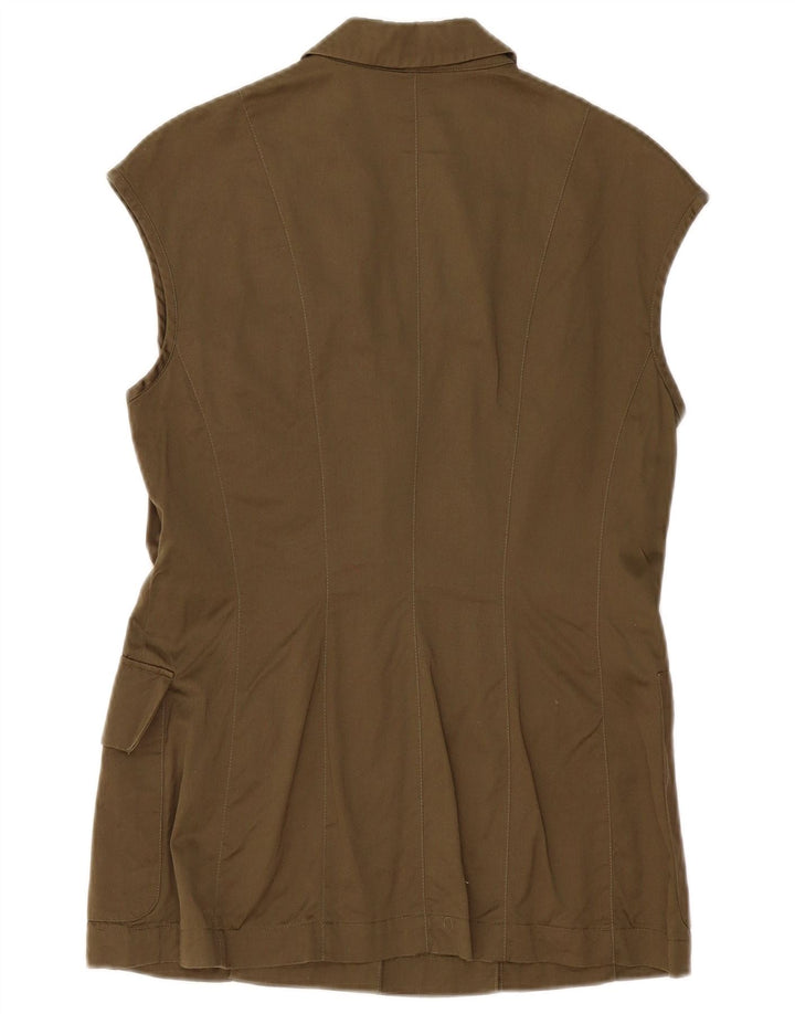 MONDI Chaqueta tipo blazer sin mangas con 4 botones para mujer EU 38 Algodón caqui medio