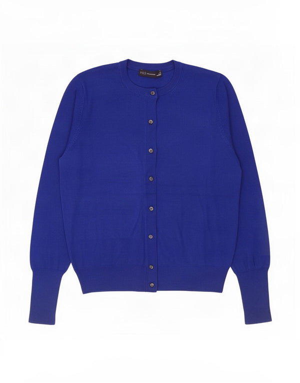Marks & Spencer Womens Cardigan Sweater UK 14 Medium Blue