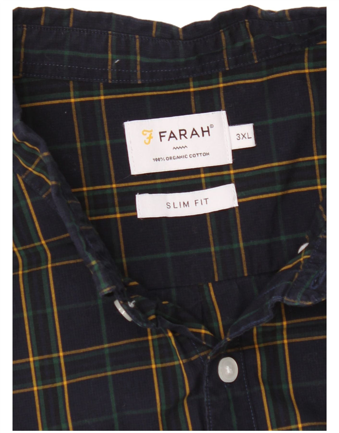 Farah Camisa Slim Fit Para Hombre 3XL Algodón A Cuadros Azul Marino