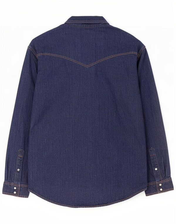 Wrangler Camisa Vaquera Para Hombre Grande Algodón Azul Marino