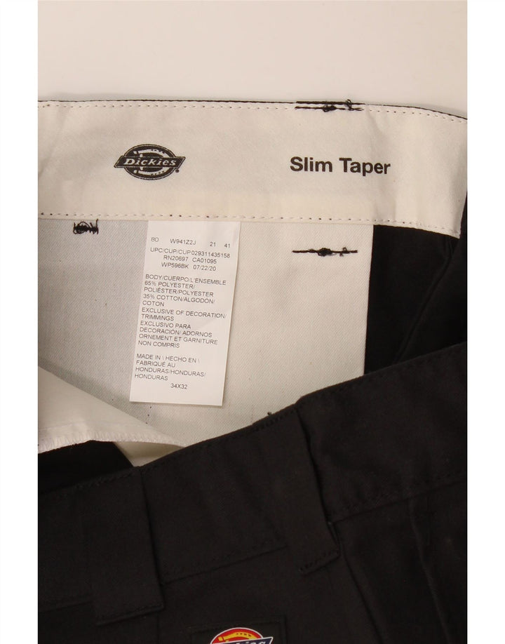 DICKIES Pantalones cargo ajustados y ajustados para hombre W34 L32 Poliéster negro