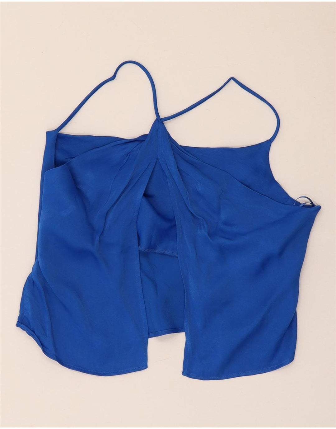 Zara Mujer Crop Halter Top UK 8 Small Viscosa Azul