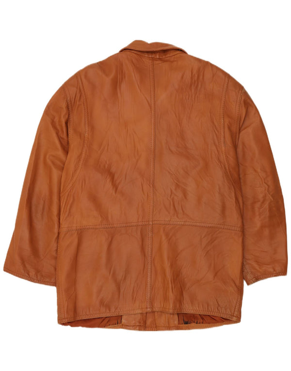 VINTAGE Abrigo de cuero para hombre IT 54 2XL Cuero marrón
