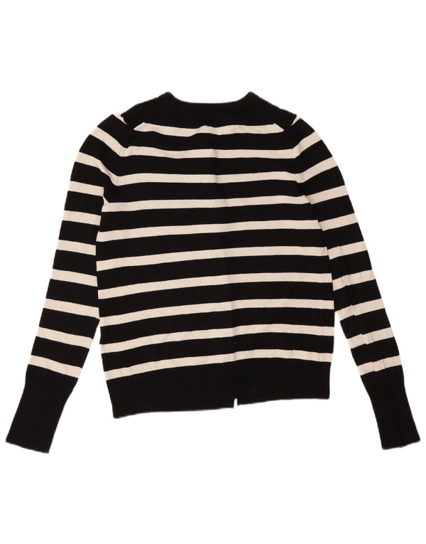 Zara Mujer Cárdigan Suéter UK 10 Small Viscosa Rayas Negras